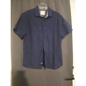 Denim & Flower Ricky Singh Navy Polka‎ Dot Button Up, Men's Large Shirt